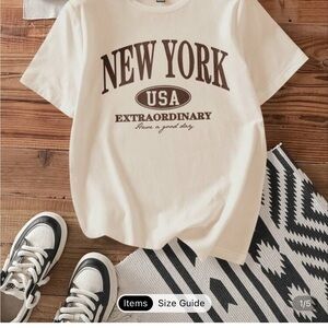 Cream Graphic Tee with Brown Print